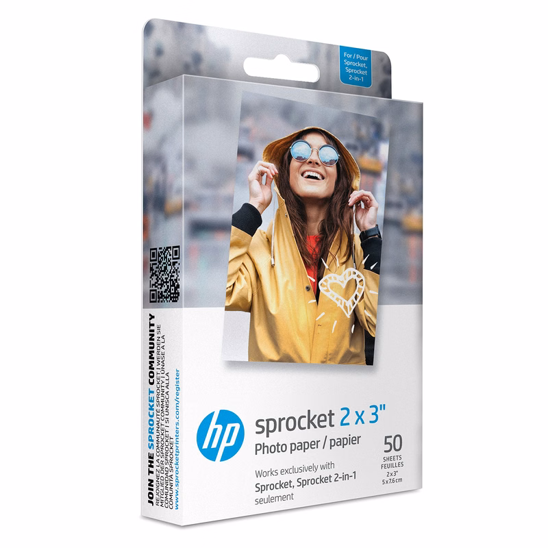 HP Sprocket 2x3" Premium Zink Sticky Back Photo Paper (50 Sheets) Compatible with HP Sprocket Pho...