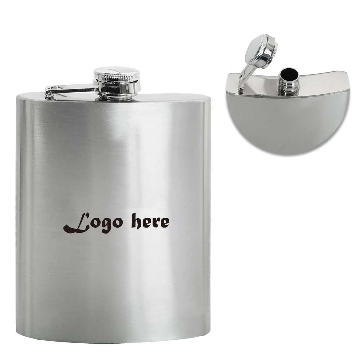 8 oz Stainless Steel Portable Flask, custom water bottle with logo imprint 1