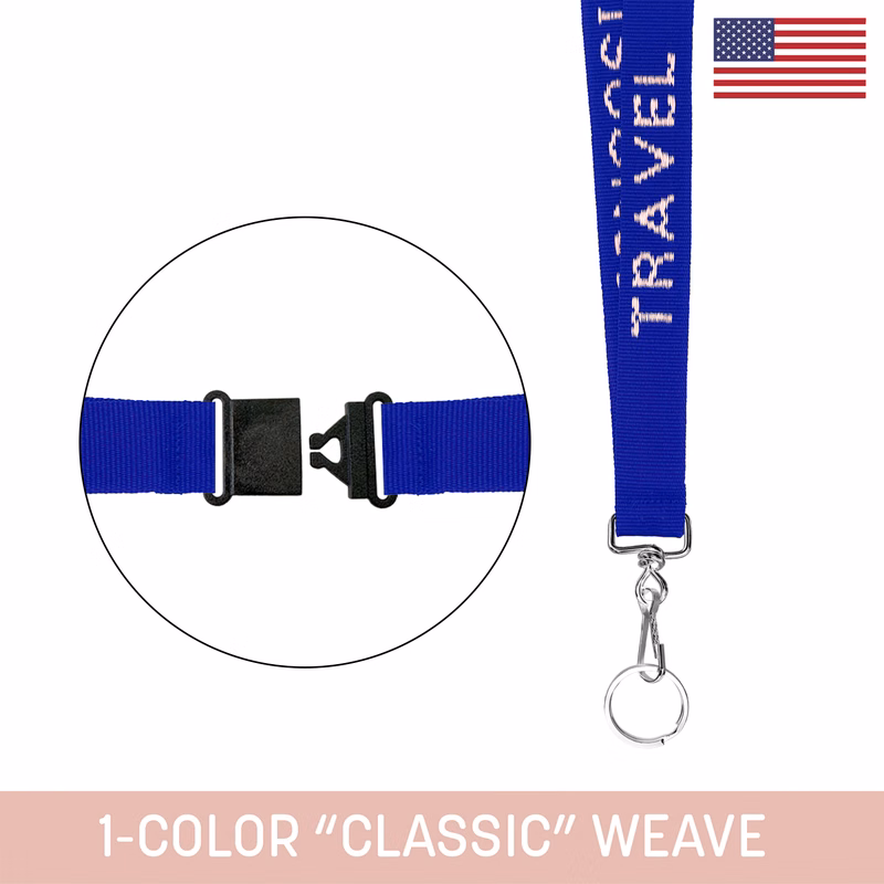 1" Woven Lanyard with Swivel Snap & Split Ring & Breakaway - "Classic" Weave