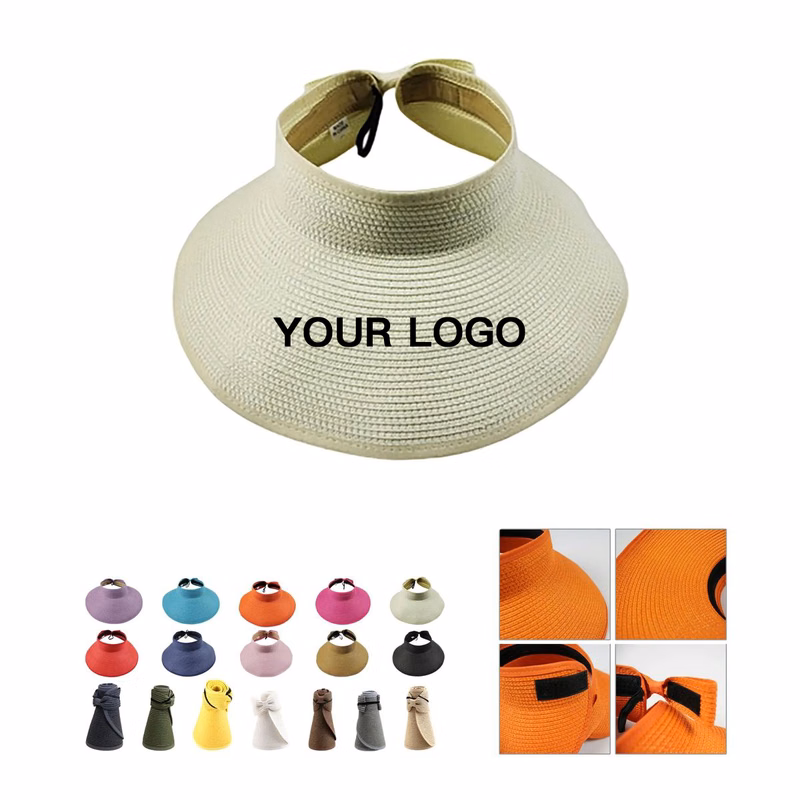 Straw Sun Visor with Roll Up Design