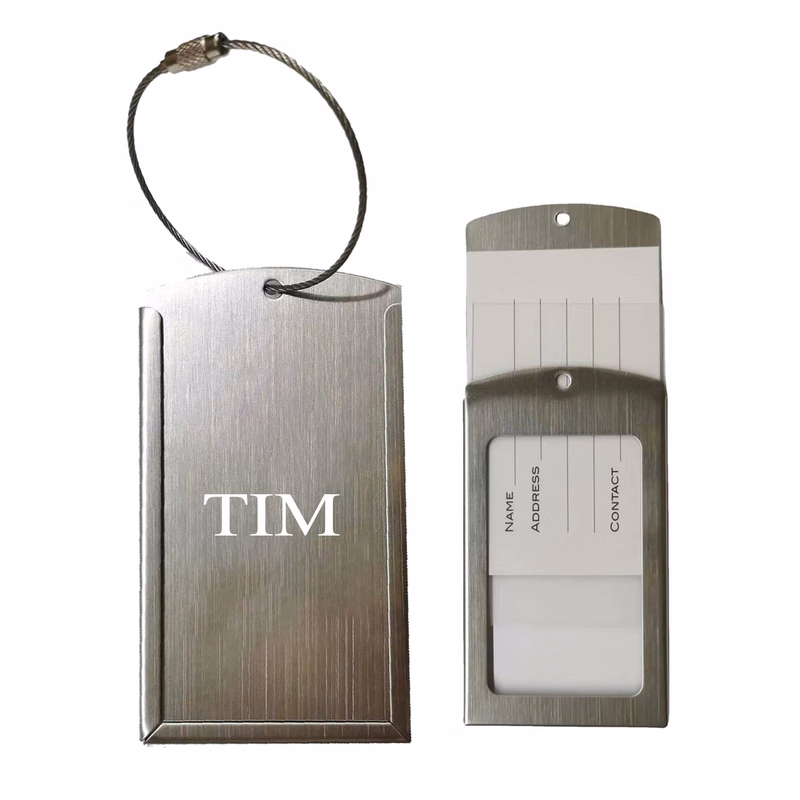 Aluminum Metal Travel ID Tag w/Name & Address