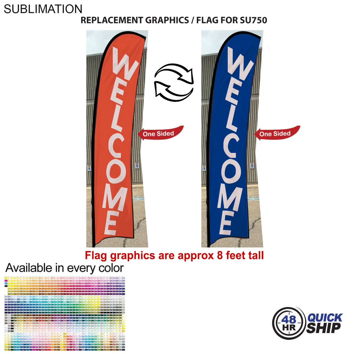 48 Hr Quick Ship - Replacement Flag for 10' Small Feather Flag Kit, Full Color Graphics One Side 1
