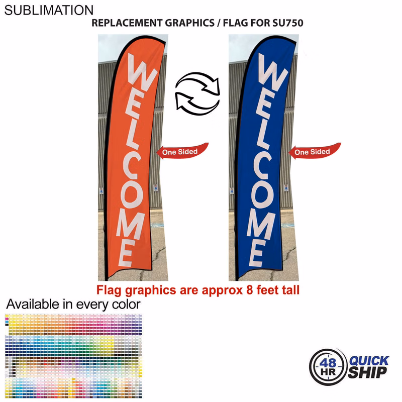 48 Hr Quick Ship - Replacement Flag for 10' Small Feather Flag Kit, Full Color Graphics One Side