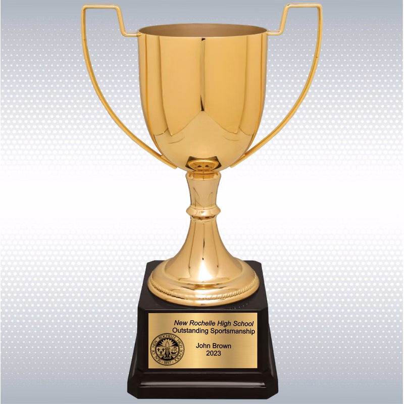 10 1/2" Completed Zinc Cup Trophy on Plastic Base