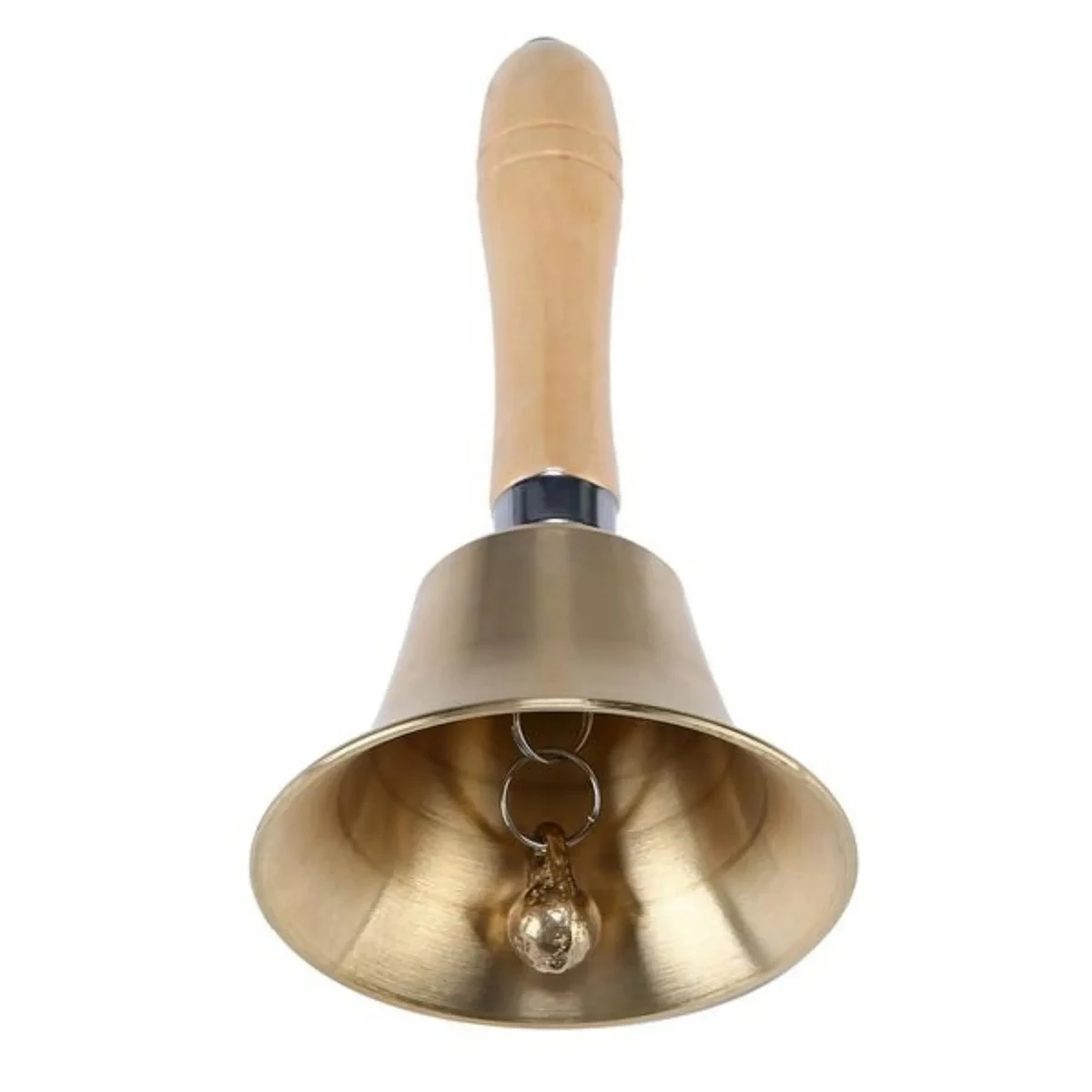 Extra Loud Solid Brass Hand Call Bell with Wooden Handle 1
