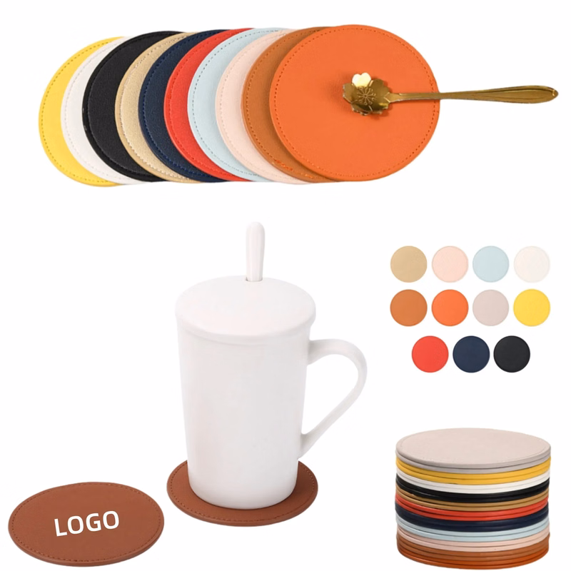 Soft PU Leather Round Coaster MOQ 50PCS