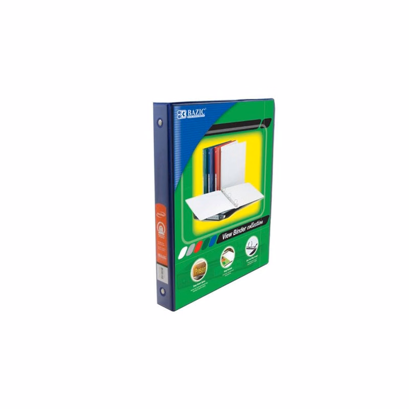 1" 3 Ring View Binders - Blue 2 Pockets