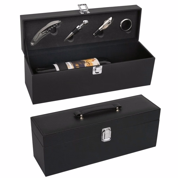 Hand Carry Leatherette Case w/4 PC Wine Opener Set