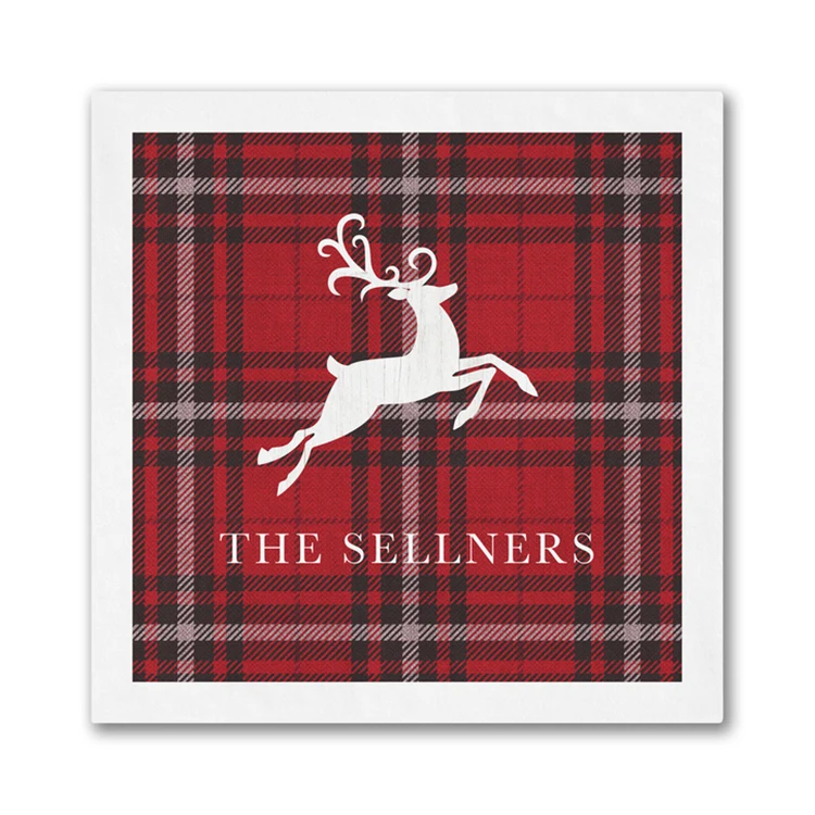 Family Plaid Beverage Napkin 1