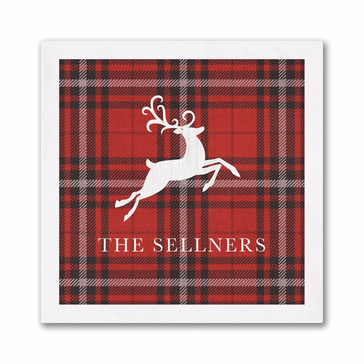 Family Plaid Beverage Napkin