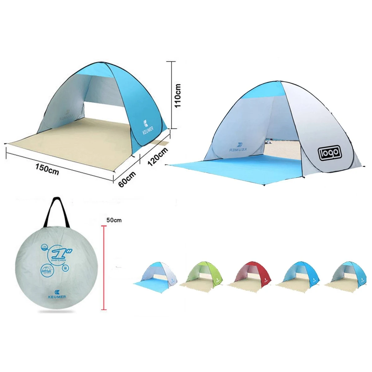 Pop Up Beach Tent-Lightweight Portable Cabana Sunshade 1