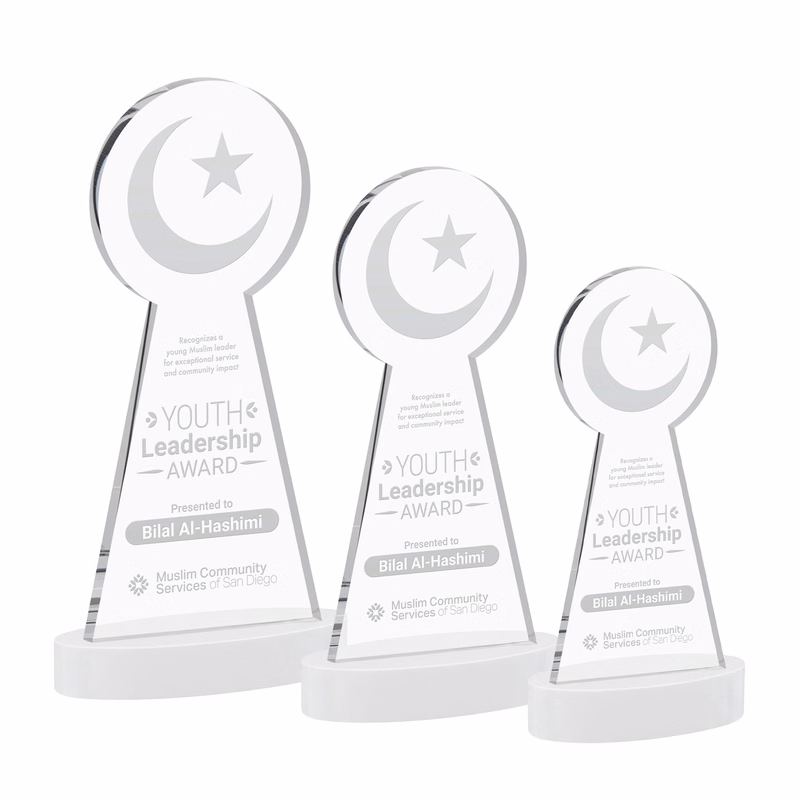 Crescent & Star Award on Alberton Base - White