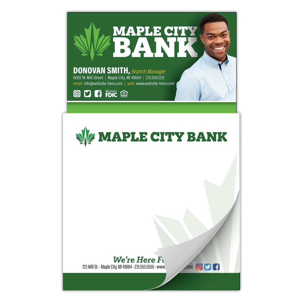 Custom Magna-Note - 3.5x3.5 25-Sheet Sticky Note with Business Card Magnet 1