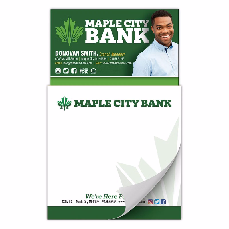 Custom Magna-Note - 3.5x3.5 25-Sheet Sticky Note with Business Card Magnet