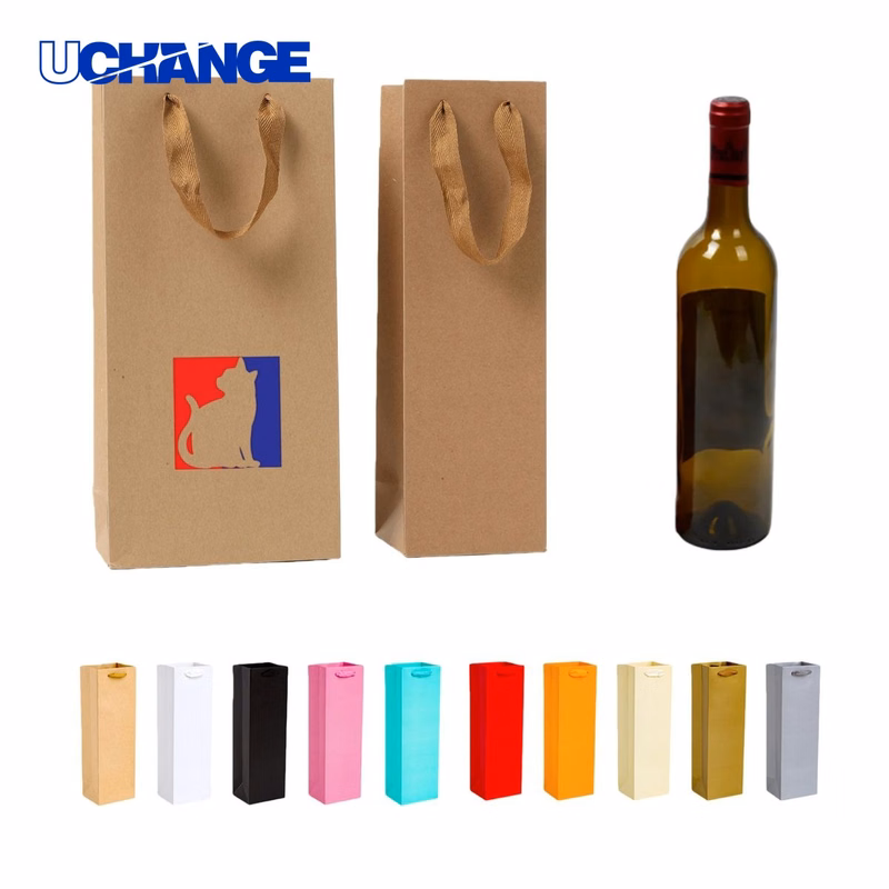 Reusable Kraft Paper Wine Gift Bag Container