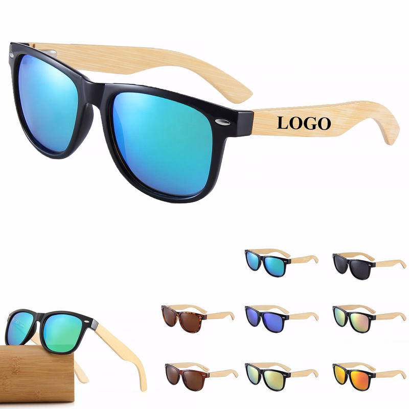 Vintage Oval Frame Bamboo Wood Polarized Sunglasses