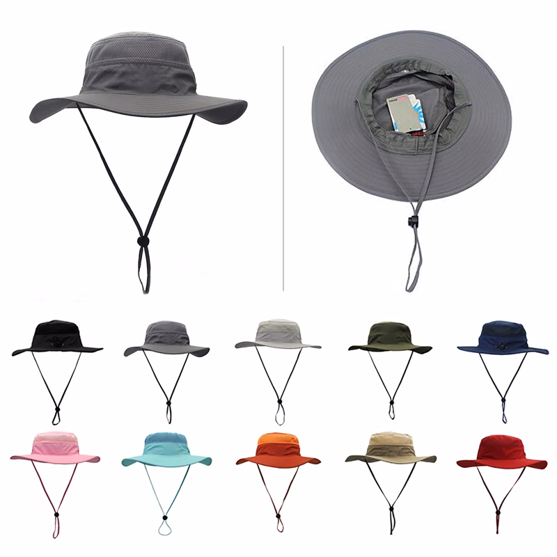 MOQ 50pcs Wide Brim UV Protection Sun Bucket Hat 23" Unisex