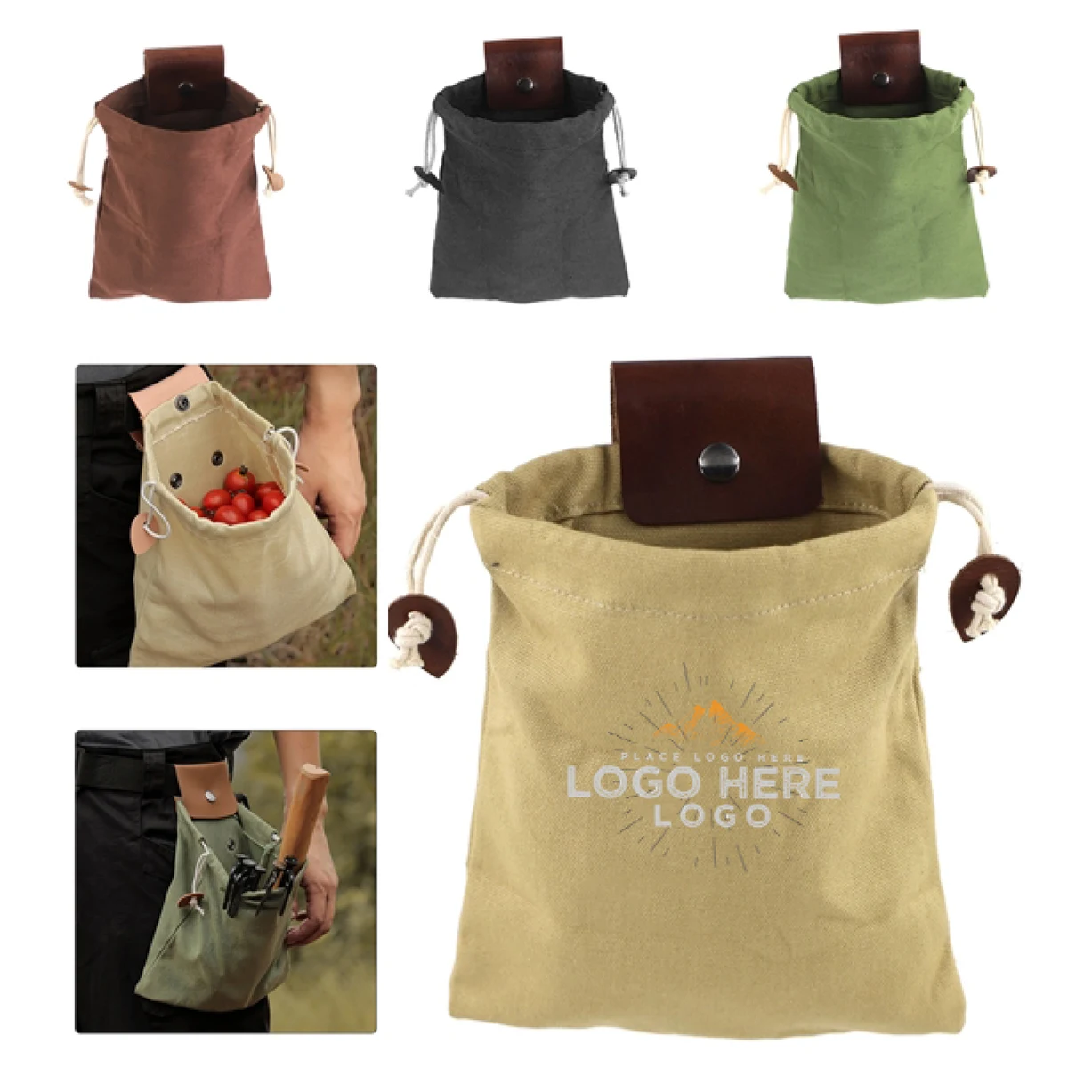 MOQ 50 Foldable Canvas Foraging Bag With Belt Loop 1