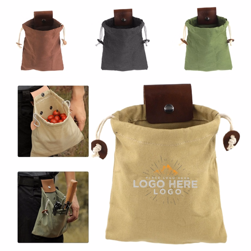 MOQ 50 Foldable Canvas Foraging Bag With Belt Loop