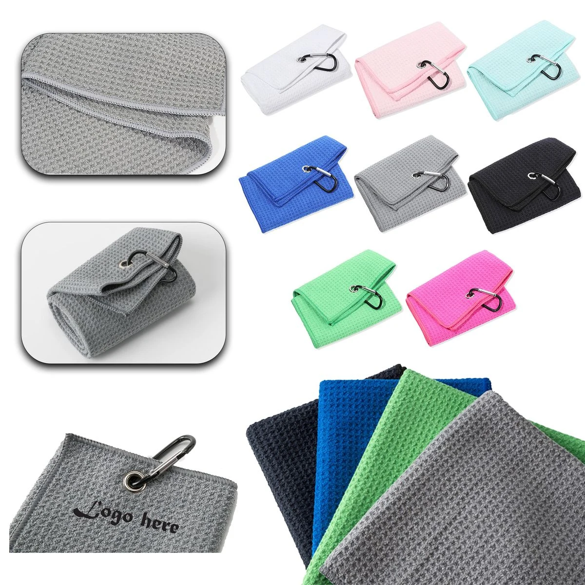 Golf Club Cleaning Towel Carabiner Microfiber Cloth 1