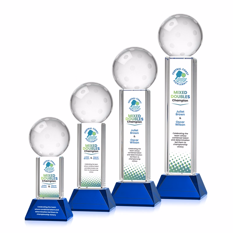 Pickleball VividPrint™ Award on Stowe Base - Blue