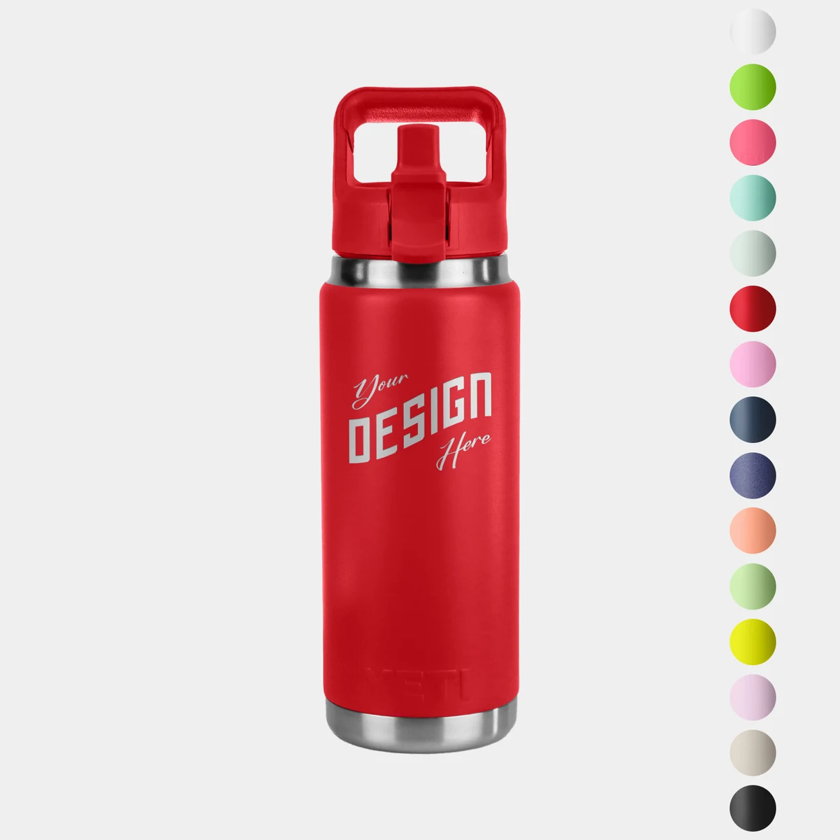 26 Oz YETI® Rambler Stainless Steel Insulated Water Bottle w/ Straw Cap, custom water bottle with logo imprint 1