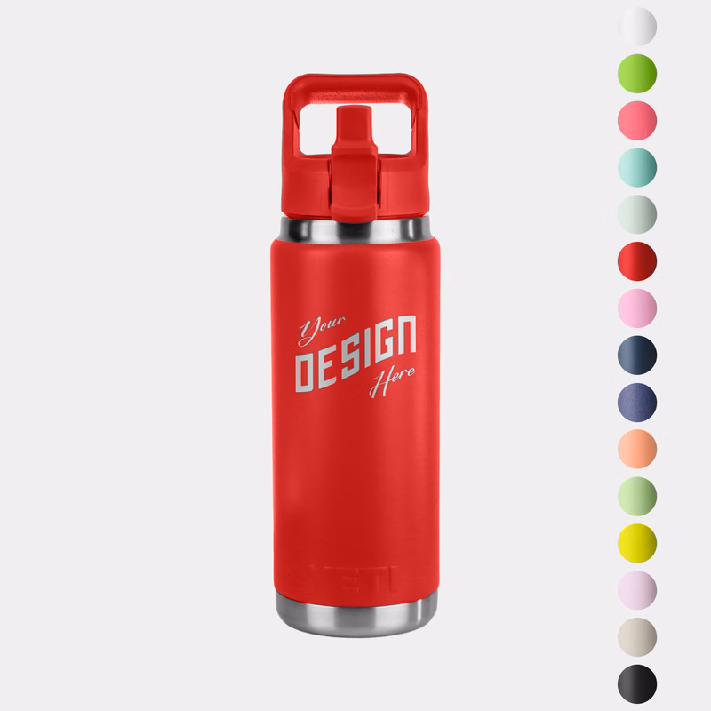 26 Oz YETI® Rambler Stainless Steel Insulated Water Bottle w/ Straw Cap
