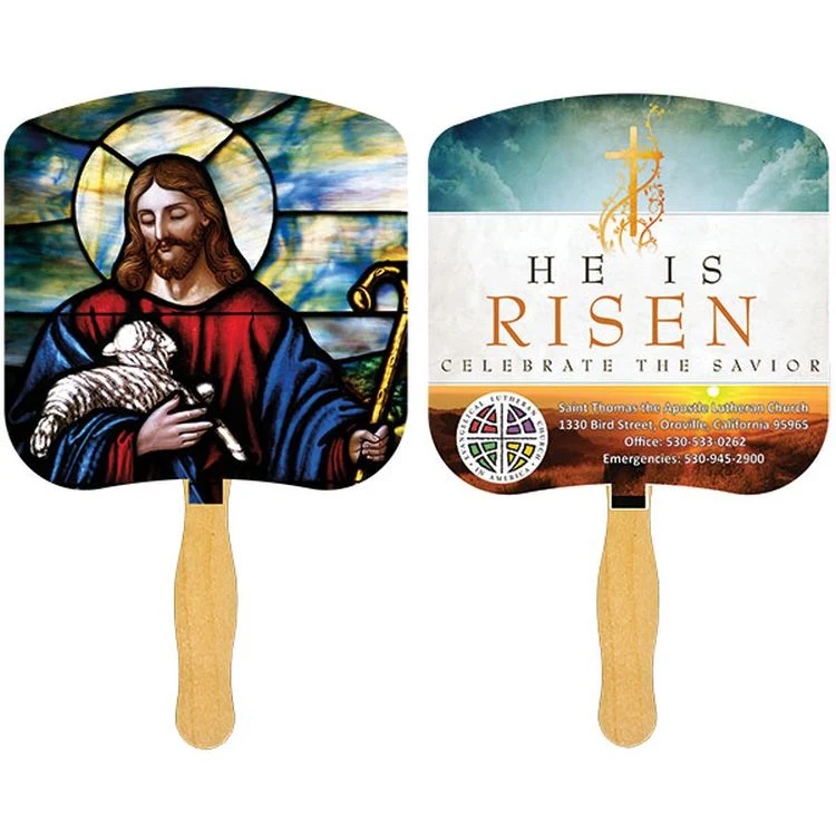 Jesus the Good Shepherd Fan with a Four Color Process Imprint 1