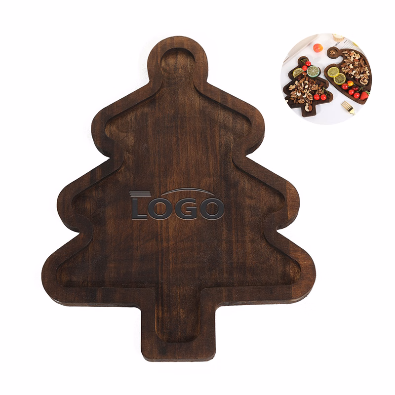 Wooden tray with snacks and desserts for Christmas