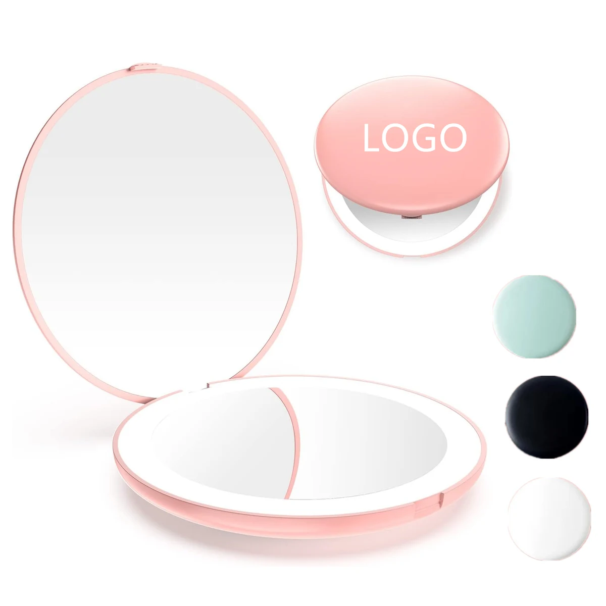 LED Lighted Travel Makeup Mirror 10x Magnification Compacts 1