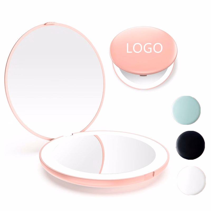 LED Lighted Travel Makeup Mirror 10x Magnification Compacts