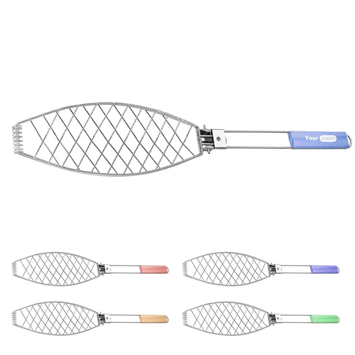 Stainless Steel Fish Grill Basket With Wooden Handle 1
