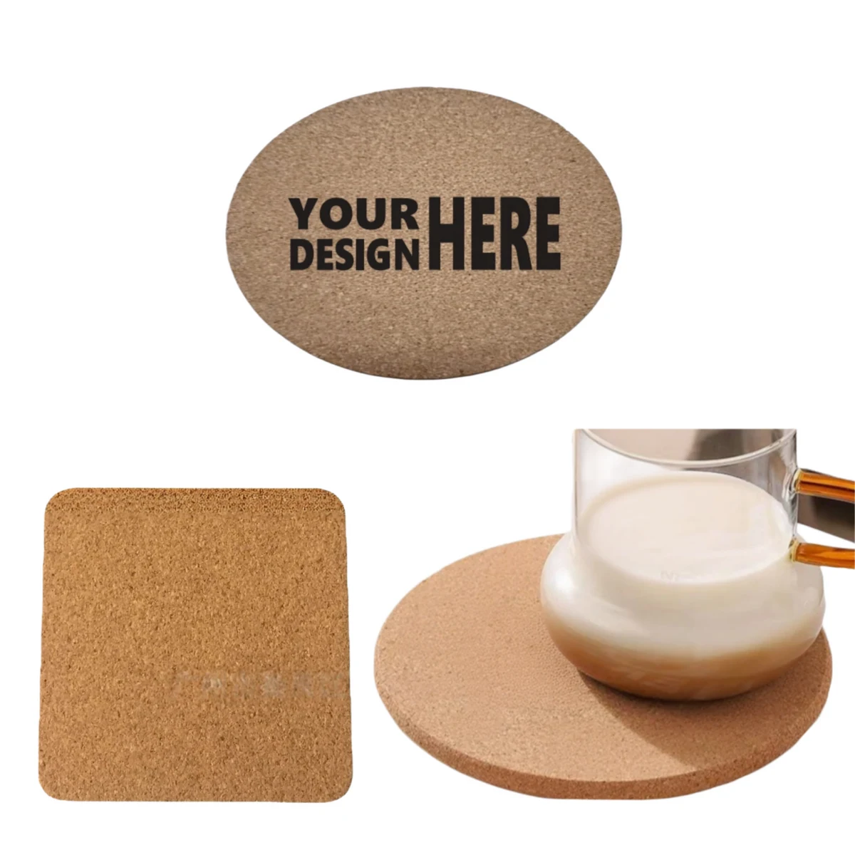 Custom Logo Cork MDF Coaster 1