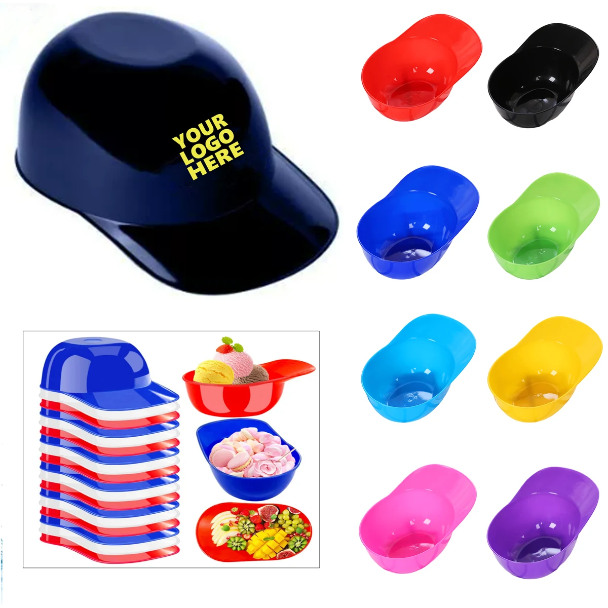 8oz Ice Cream Snack Bowl - Baseball Helmet Design 1