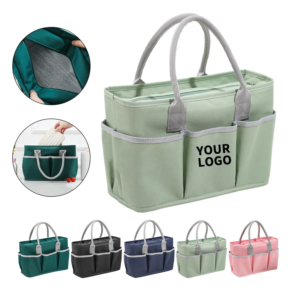 Insulated Reusable Lunch Bag 11.8 x 5.1 x 7.9" 1