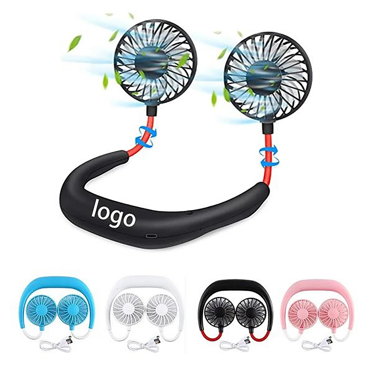 Portable Usb Rechargeable Neckband Lazy Neck Fan 1