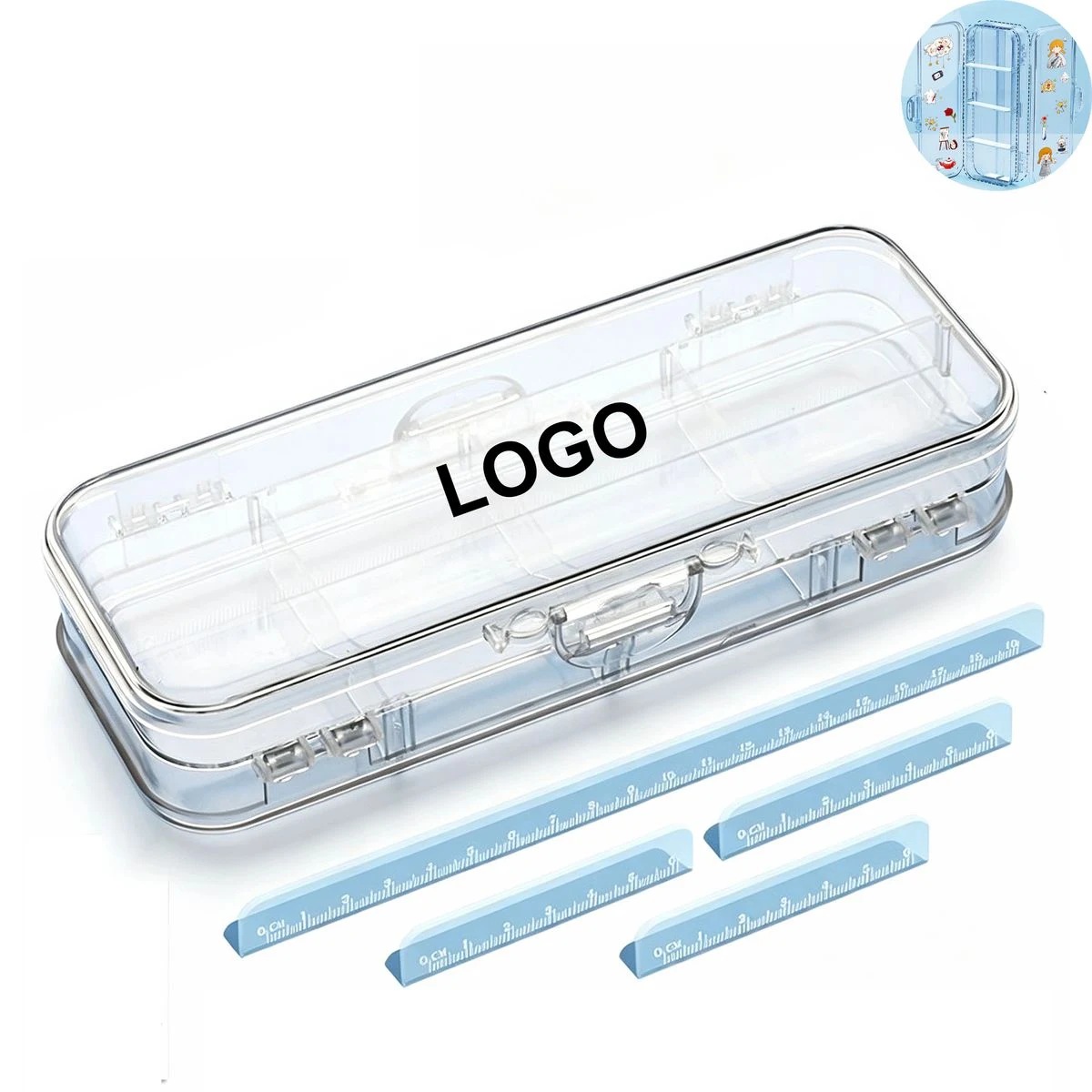 Double Layer Clear Pencil Case with Detachable Divider 1