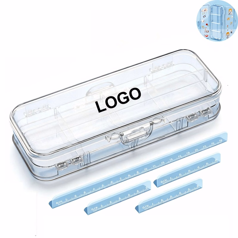 Double Layer Clear Pencil Case with Detachable Divider