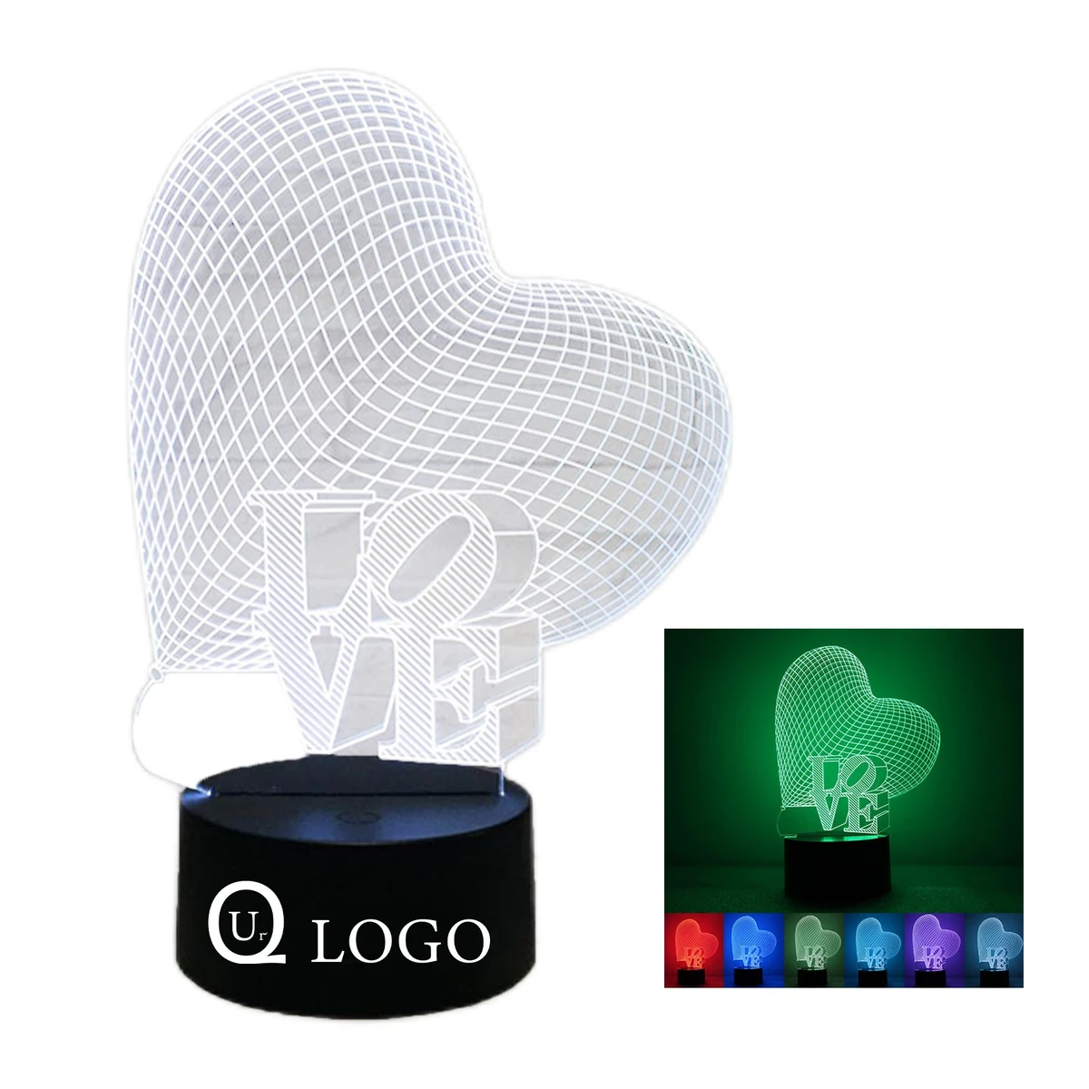 3D Heart Shaped Night Light Base 1