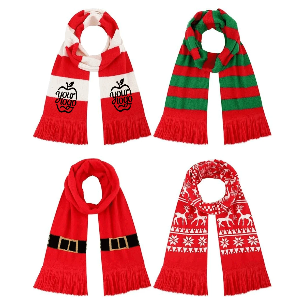 Cozy Christmas Knitted Scarf with Festive Charm 1