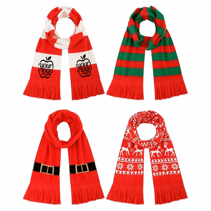 Cozy Christmas Knitted Scarf with Festive Charm