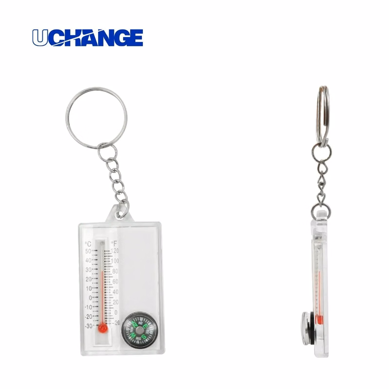 ABS Compass Thermometer Keychain