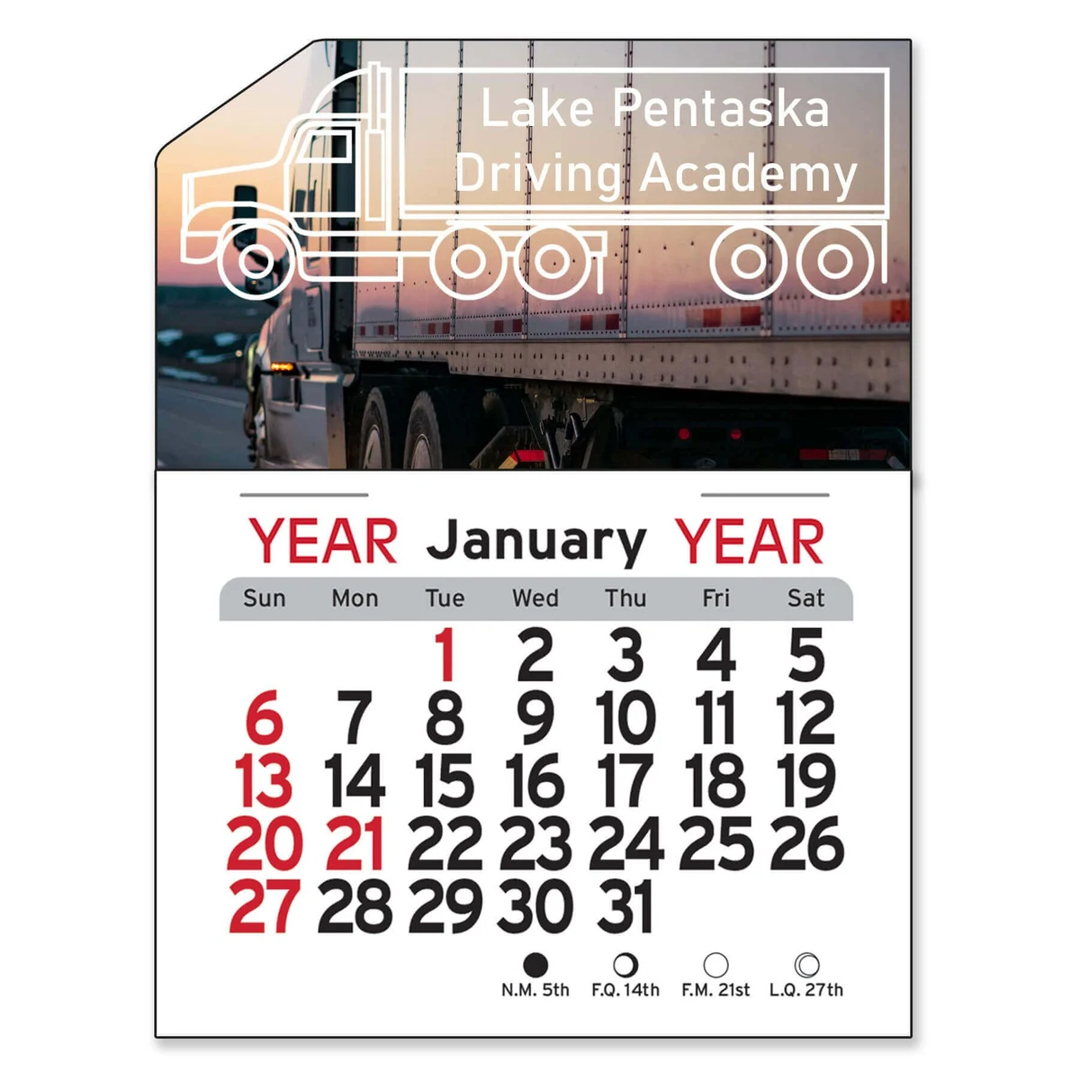 Adhesive Peel-N-Stick® Calendar - Semi-Truck 1