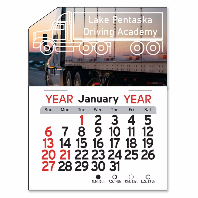 Adhesive Peel-N-Stick® Calendar - Semi-Truck