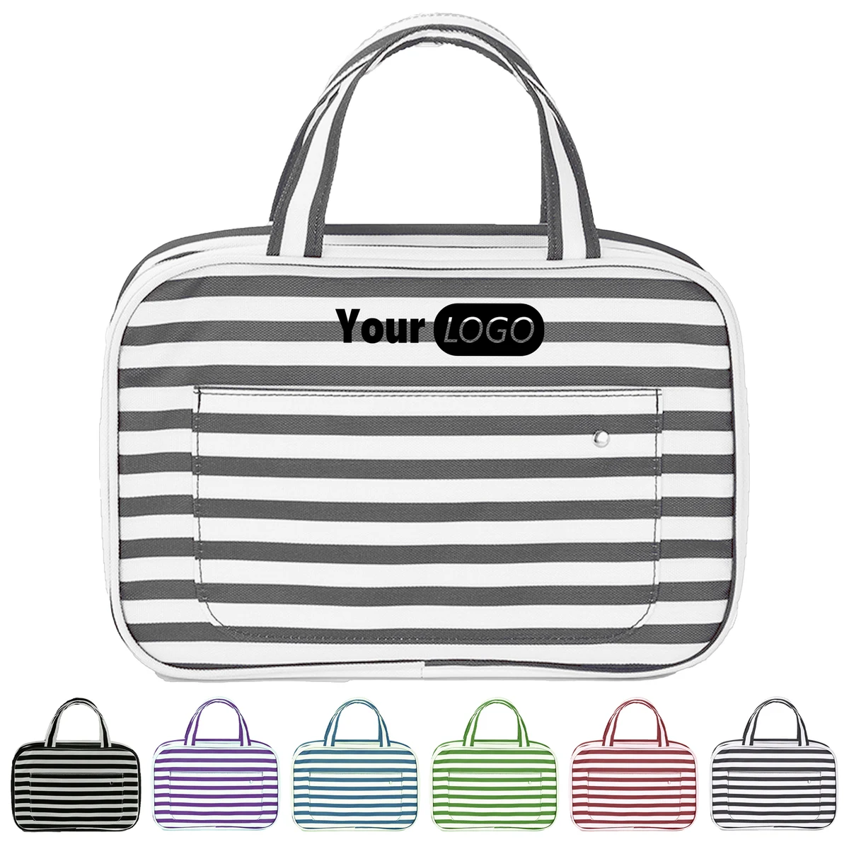 Polyester Striped Hanging Toiletry Bag For Travel 1