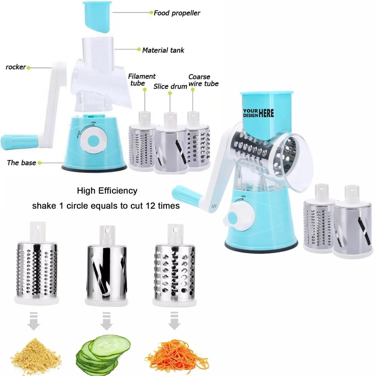 Manual Hand-Crank Roller Vegetable Slicer Shredder 1