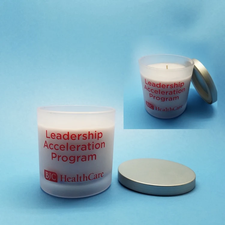 Frosted Glass 10oz. Candle Silver Lid 1