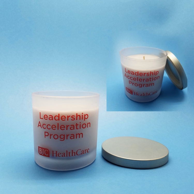 Frosted Glass 10oz. Candle Silver Lid