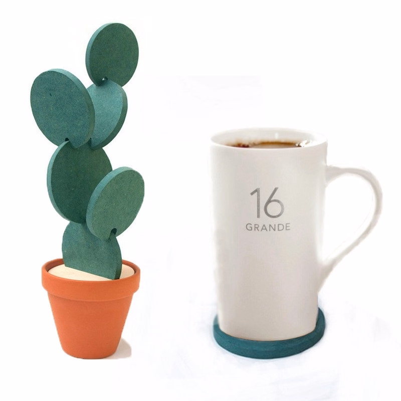 6 Pieces of Cactus DIY Coaster Set