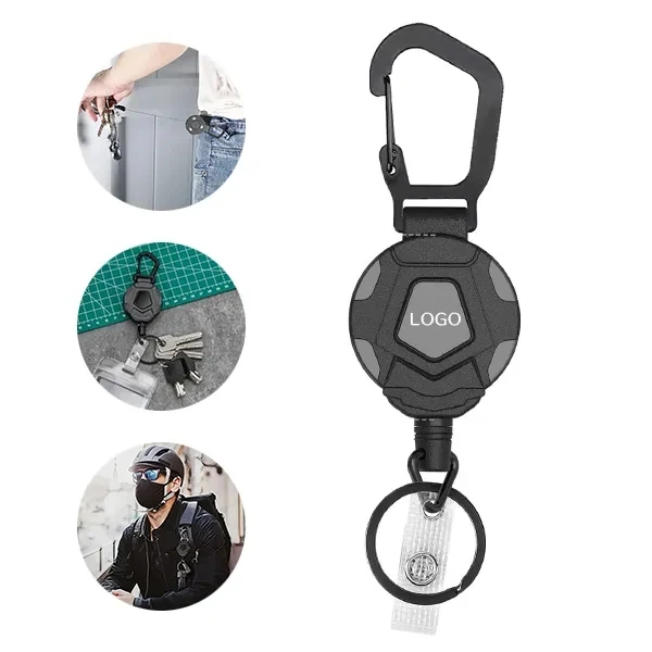 Keychain Carabiner Badge Holder with Retractable 1